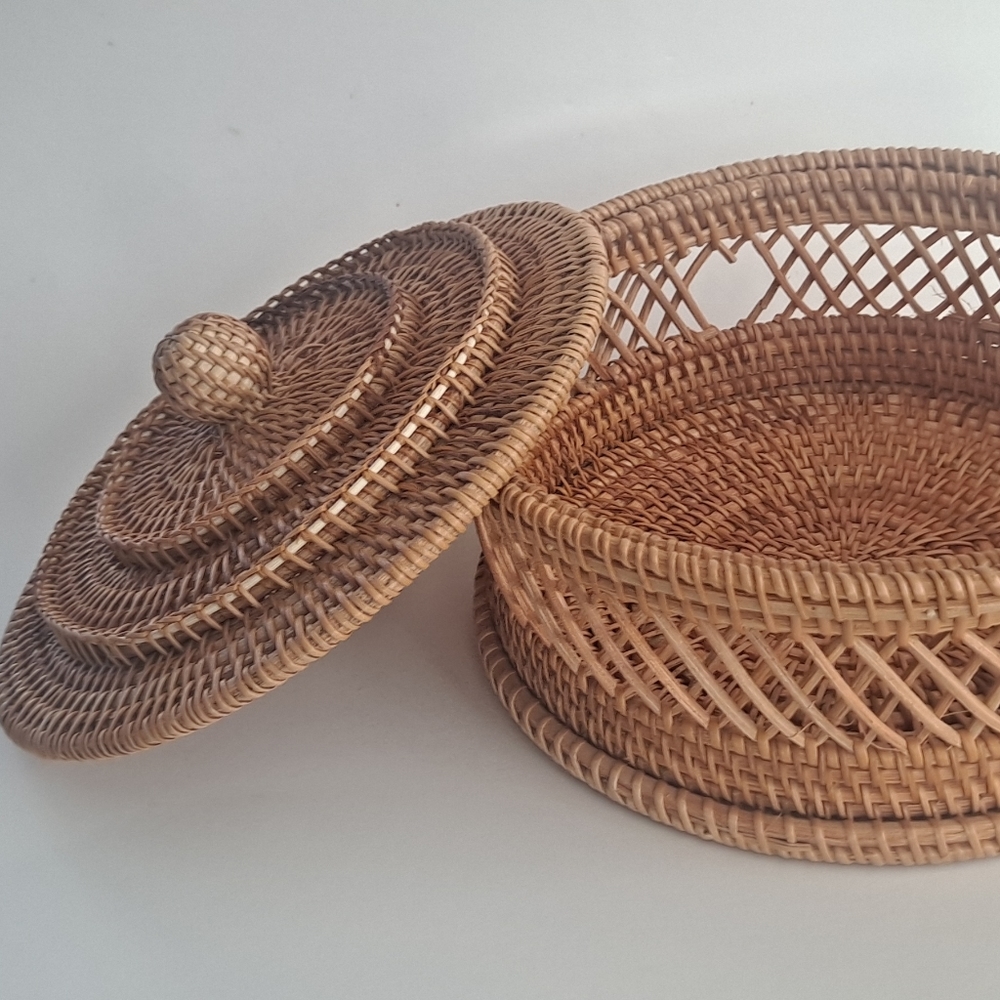 🫶📸Rattan Weave Round Storage Basket